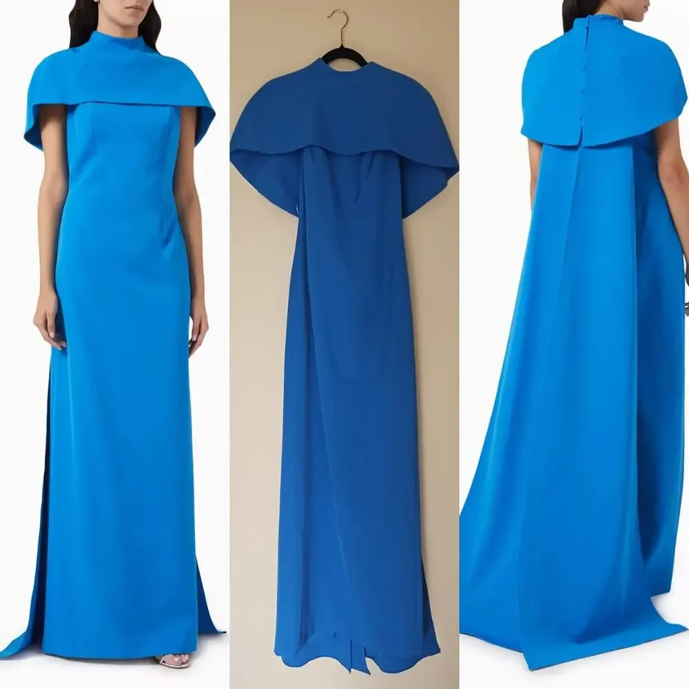 Teri Jon Cape Column Gown in Crepe – Size 2 - Picture 1 of 5